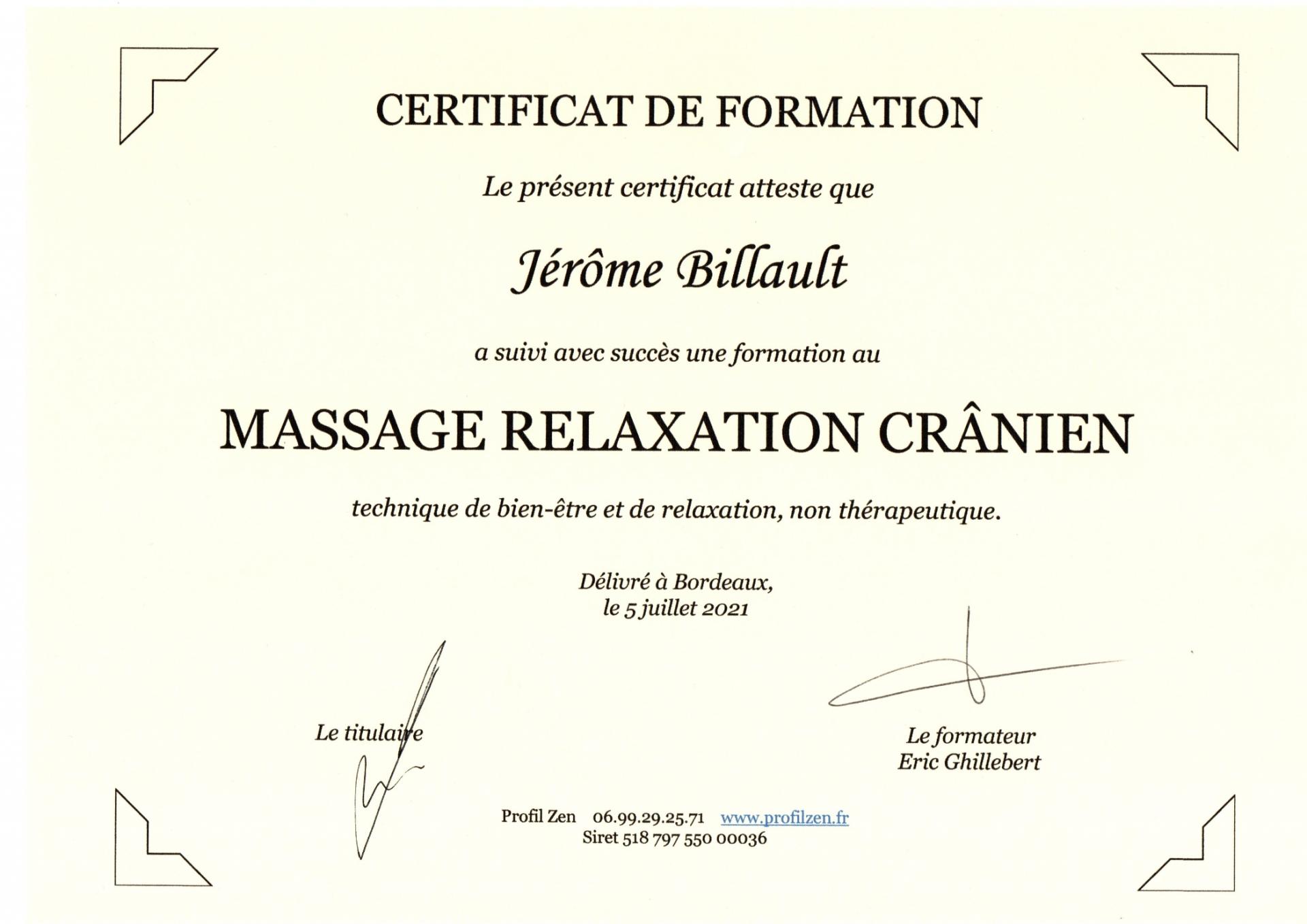 Diplome massage cranien